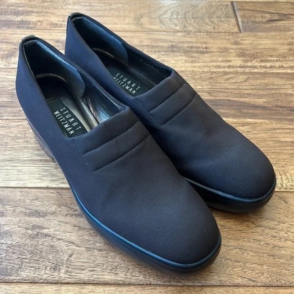 Stuart Weitzman Brown Stretch Nylon Loafers Platform Women's Size 8.5 - Picture 2 of 12